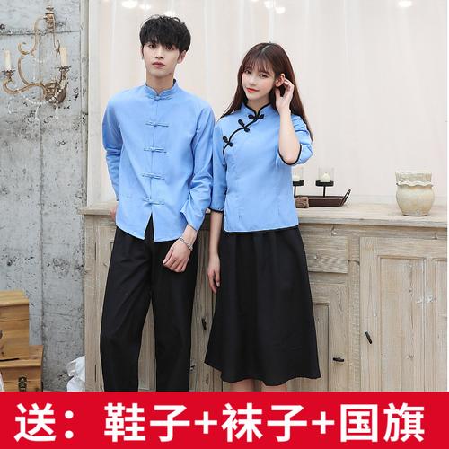 民国学生服装五四青年装民国风女装中山装男班服舞台合唱表演雁冰